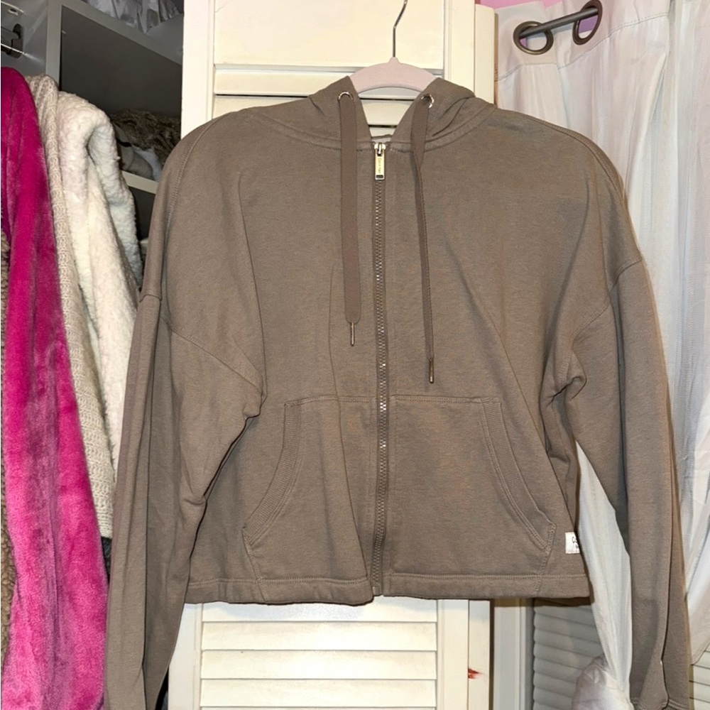 Calvin Klein Cropped Hoodie in Beige